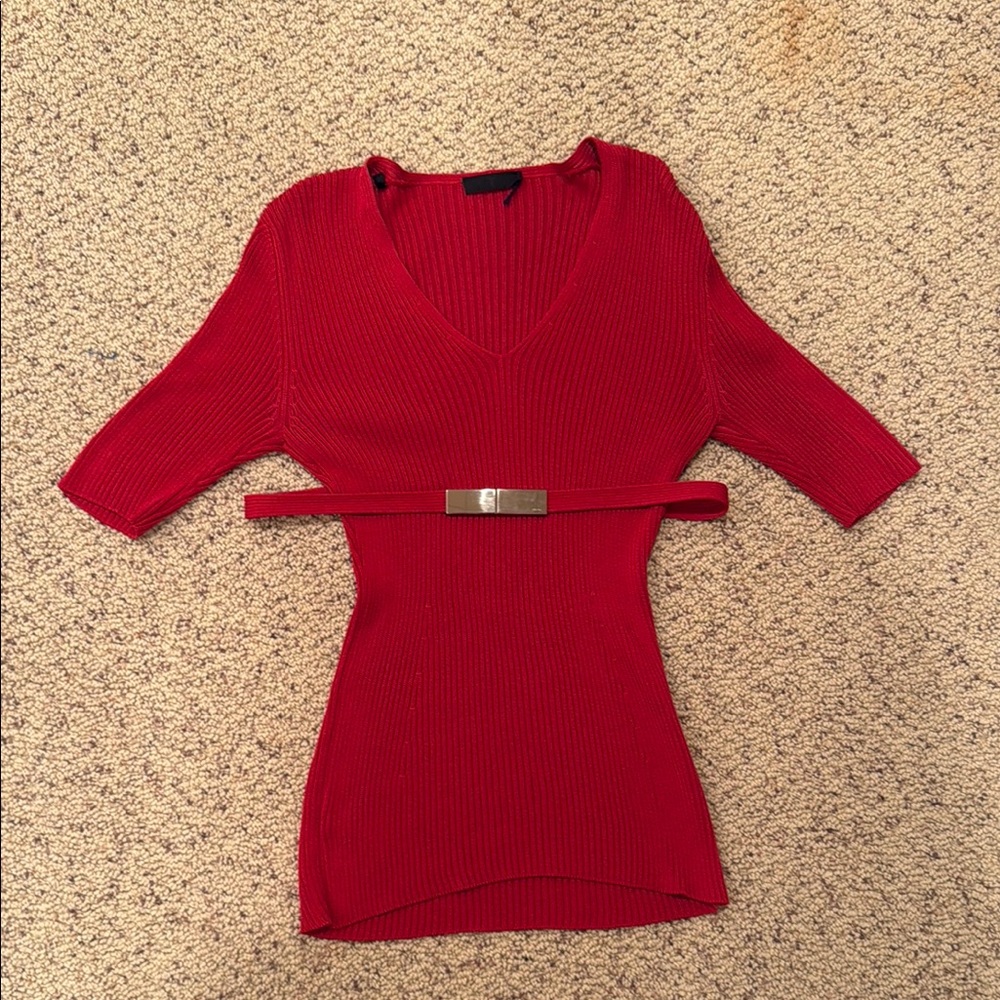 PRADA ribbed sweater blouse with belt size 46